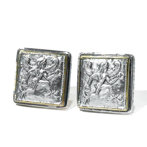 Konstantino 750 (18K) Gold & 925 Sterling Silver Cuff Links with Engraved Design - Picture 6 of 14